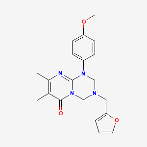 molecular formula C20H22N4O3 B11036623 3-(furan-2-ylmethyl)-1-(4-methoxyphenyl)-7,8-dimethyl-1,2,3,4-tetrahydro-6H-pyrimido[1,2-a][1,3,5]triazin-6-one 