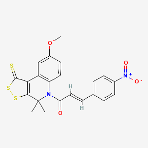 (2E)-1-(8-methoxy-4,4-dimethyl-1-thioxo-1,4-dihydro-5H-[1,2]dithiolo[3,4-c]quinolin-5-yl)-3-(4-nitrophenyl)prop-2-en-1-one