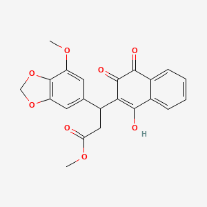 molecular formula C22H18O8 B11036704 Methyl 3-(3-hydroxy-1,4-dioxo-1,4-dihydronaphthalen-2-yl)-3-(7-methoxy-1,3-benzodioxol-5-yl)propanoate 