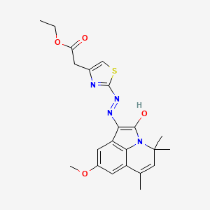 molecular formula C22H24N4O4S B11036707 Ethyl {2-[2-(8-methoxy-4,4,6-trimethyl-2-oxo-4H-pyrrolo[3,2,1-IJ]quinolin-1(2H)-ylidene)hydrazino]-1,3-thiazol-4-YL}acetate 