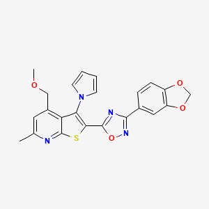 2-[3-(1,3-benzodioxol-5-yl)-1,2,4-oxadiazol-5-yl]-4-(methoxymethyl)-6-methyl-3-(1H-pyrrol-1-yl)thieno[2,3-b]pyridine