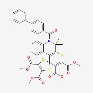 molecular formula C37H31NO9S3 B11036730 Tetramethyl 6'-(biphenyl-4-ylcarbonyl)-5',5'-dimethyl-5',6'-dihydrospiro[1,3-dithiole-2,1'-thiopyrano[2,3-c]quinoline]-2',3',4,5-tetracarboxylate 