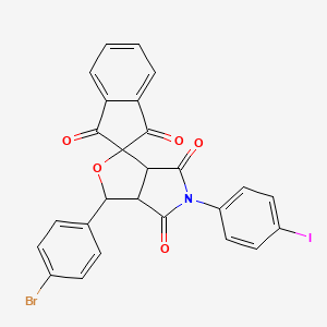 molecular formula C26H15BrINO5 B11036744 3-(4-bromophenyl)-5-(4-iodophenyl)-3a,6a-dihydrospiro[furo[3,4-c]pyrrole-1,2'-indene]-1',3',4,6(3H,5H)-tetrone 