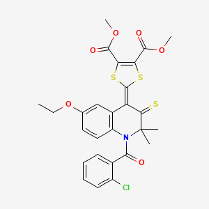 dimethyl 2-{1-[(2-chlorophenyl)carbonyl]-6-ethoxy-2,2-dimethyl-3-thioxo-2,3-dihydroquinolin-4(1H)-ylidene}-1,3-dithiole-4,5-dicarboxylate