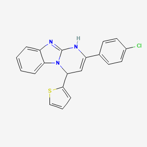 molecular formula C20H14ClN3S B11036801 2-(4-Chlorophenyl)-4-(thiophen-2-yl)-1,4-dihydropyrimido[1,2-a]benzimidazole 