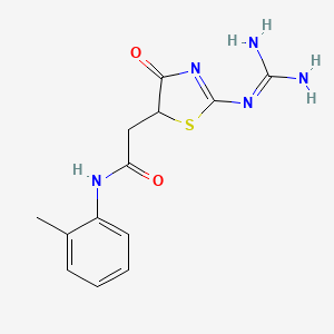 molecular formula C13H15N5O2S B11036814 2-(2-carbamimidamido-4-oxo-4,5-dihydro-1,3-thiazol-5-yl)-N-(2-methylphenyl)acetamide 