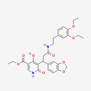 molecular formula C30H34N2O9 B11036833 Ethyl 5-[1-(1,3-benzodioxol-5-yl)-3-{[2-(3,4-diethoxyphenyl)ethyl]amino}-3-oxopropyl]-4-hydroxy-6-oxo-1,6-dihydropyridine-3-carboxylate 