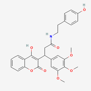 molecular formula C29H29NO8 B11036837 3-(4-hydroxy-2-oxo-2H-chromen-3-yl)-N-[2-(4-hydroxyphenyl)ethyl]-3-(3,4,5-trimethoxyphenyl)propanamide 