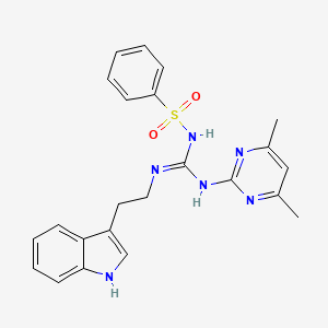 molecular formula C23H24N6O2S B11036864 N-[(E)-[(4,6-dimethylpyrimidin-2-yl)amino]{[2-(1H-indol-3-yl)ethyl]amino}methylidene]benzenesulfonamide 