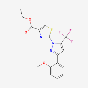 molecular formula C17H14F3N3O3S B11036870 ethyl 2-[3-(2-methoxyphenyl)-5-(trifluoromethyl)-1H-pyrazol-1-yl]-1,3-thiazole-4-carboxylate 