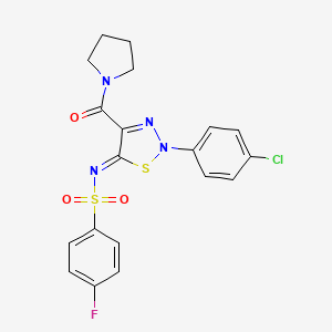 N-[(5Z)-2-(4-chlorophenyl)-4-(pyrrolidin-1-ylcarbonyl)-1,2,3-thiadiazol-5(2H)-ylidene]-4-fluorobenzenesulfonamide