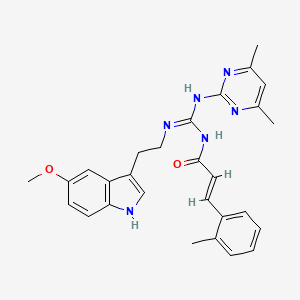 (2E)-N-[(E)-[(4,6-dimethylpyrimidin-2-yl)amino]{[2-(5-methoxy-1H-indol-3-yl)ethyl]amino}methylidene]-3-(2-methylphenyl)prop-2-enamide