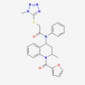 molecular formula C25H24N6O3S B11036934 N-[1-(furan-2-ylcarbonyl)-2-methyl-1,2,3,4-tetrahydroquinolin-4-yl]-2-[(1-methyl-1H-tetrazol-5-yl)sulfanyl]-N-phenylacetamide 