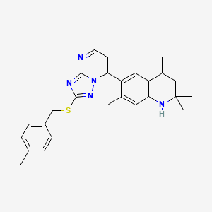 2,2,4,7-Tetramethyl-6-(2-{[(4-methylphenyl)methyl]sulfanyl}-[1,2,4]triazolo[1,5-A]pyrimidin-7-YL)-1,2,3,4-tetrahydroquinoline