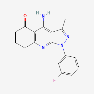 molecular formula C17H15FN4O B11037007 4-Amino-1-(3-fluorophenyl)-3-methyl-1H,5H,6H,7H,8H-pyrazolo[3,4-B]quinolin-5-one 