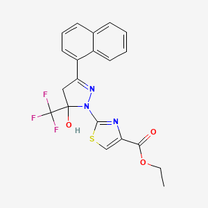 ethyl 2-[5-hydroxy-3-(1-naphthyl)-5-(trifluoromethyl)-4,5-dihydro-1H-pyrazol-1-yl]-1,3-thiazole-4-carboxylate