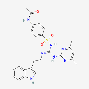 N-(4-{[(E)-[(4,6-dimethylpyrimidin-2-yl)amino]{[2-(1H-indol-3-yl)ethyl]amino}methylidene]sulfamoyl}phenyl)acetamide