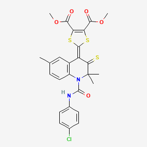 dimethyl 2-{1-[(4-chlorophenyl)carbamoyl]-2,2,6-trimethyl-3-thioxo-2,3-dihydroquinolin-4(1H)-ylidene}-1,3-dithiole-4,5-dicarboxylate