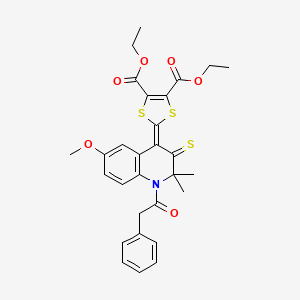 molecular formula C29H29NO6S3 B11037107 diethyl 2-[6-methoxy-2,2-dimethyl-1-(phenylacetyl)-3-thioxo-2,3-dihydroquinolin-4(1H)-ylidene]-1,3-dithiole-4,5-dicarboxylate 