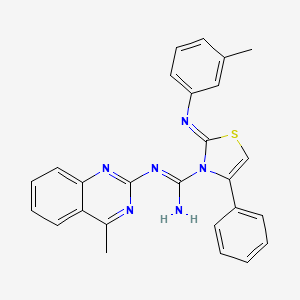 (2Z)-2-[(3-methylphenyl)imino]-N-(4-methylquinazolin-2-yl)-4-phenyl-1,3-thiazole-3(2H)-carboximidamide