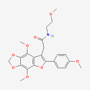 2-[4,8-dimethoxy-6-(4-methoxyphenyl)furo[2,3-f][1,3]benzodioxol-7-yl]-N-(2-methoxyethyl)acetamide