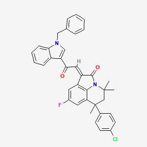 (1E)-1-[2-(1-benzyl-1H-indol-3-yl)-2-oxoethylidene]-6-(4-chlorophenyl)-8-fluoro-4,4,6-trimethyl-5,6-dihydro-4H-pyrrolo[3,2,1-ij]quinolin-2(1H)-one