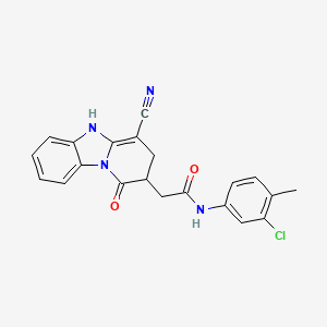 molecular formula C21H17ClN4O2 B11037185 N-(3-chloro-4-methylphenyl)-2-(4-cyano-1-oxo-1,2,3,5-tetrahydropyrido[1,2-a]benzimidazol-2-yl)acetamide 