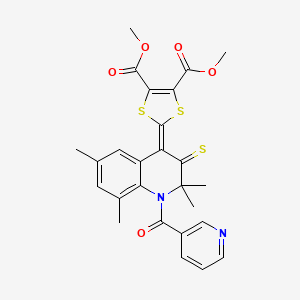 molecular formula C26H24N2O5S3 B11037202 dimethyl 2-[2,2,6,8-tetramethyl-1-(pyridin-3-ylcarbonyl)-3-thioxo-2,3-dihydroquinolin-4(1H)-ylidene]-1,3-dithiole-4,5-dicarboxylate 