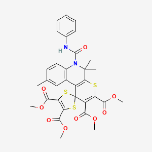 molecular formula C32H30N2O9S3 B11037231 Tetramethyl 5',5',9'-trimethyl-6'-(phenylcarbamoyl)-5',6'-dihydrospiro[1,3-dithiole-2,1'-thiopyrano[2,3-c]quinoline]-2',3',4,5-tetracarboxylate 