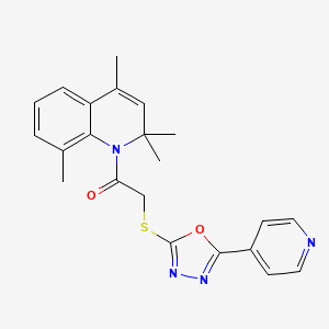 2,2,4,8-Tetramethyl-1-{[(5-pyridin-4-yl-1,3,4-oxadiazol-2-yl)thio]acetyl}-1,2-dihydroquinoline