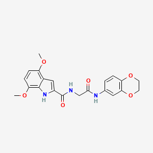 molecular formula C21H21N3O6 B11037258 N-[2-(2,3-dihydro-1,4-benzodioxin-6-ylamino)-2-oxoethyl]-4,7-dimethoxy-1H-indole-2-carboxamide 