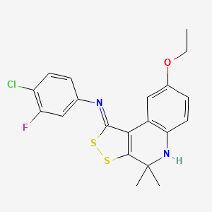 4-chloro-N-[(1Z)-8-ethoxy-4,4-dimethyl-4,5-dihydro-1H-[1,2]dithiolo[3,4-c]quinolin-1-ylidene]-3-fluoroaniline