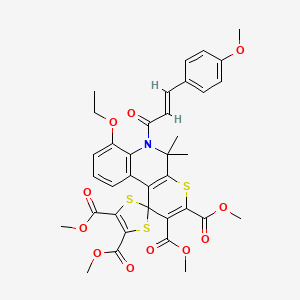 tetramethyl 7'-ethoxy-6'-[(2E)-3-(4-methoxyphenyl)prop-2-enoyl]-5',5'-dimethyl-5',6'-dihydrospiro[1,3-dithiole-2,1'-thiopyrano[2,3-c]quinoline]-2',3',4,5-tetracarboxylate