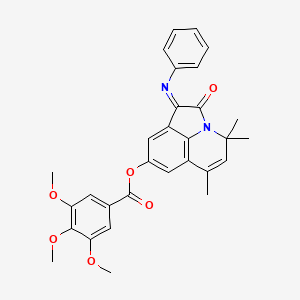 molecular formula C30H28N2O6 B11037336 (9,11,11-trimethyl-2-oxo-3-phenylimino-1-azatricyclo[6.3.1.04,12]dodeca-4,6,8(12),9-tetraen-6-yl) 3,4,5-trimethoxybenzoate 