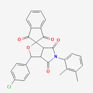 molecular formula C28H20ClNO5 B11037361 3-(4-chlorophenyl)-5-(2,3-dimethylphenyl)-3a,6a-dihydrospiro[furo[3,4-c]pyrrole-1,2'-indene]-1',3',4,6(3H,5H)-tetrone 