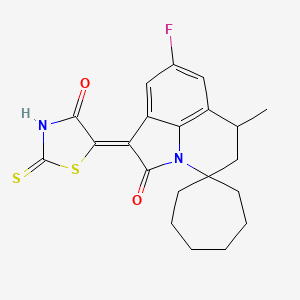 (1'Z)-8'-fluoro-6'-methyl-1'-(4-oxo-2-thioxo-1,3-thiazolidin-5-ylidene)-5',6'-dihydrospiro[cycloheptane-1,4'-pyrrolo[3,2,1-ij]quinolin]-2'(1'H)-one