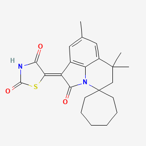 (5Z)-5-(6',6',8'-trimethyl-2'-oxo-5',6'-dihydrospiro[cycloheptane-1,4'-pyrrolo[3,2,1-ij]quinolin]-1'(2'H)-ylidene)-1,3-thiazolidine-2,4-dione