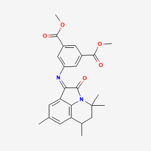 molecular formula C25H26N2O5 B11037410 dimethyl 5-{[(1E)-4,4,6,8-tetramethyl-2-oxo-5,6-dihydro-4H-pyrrolo[3,2,1-ij]quinolin-1(2H)-ylidene]amino}benzene-1,3-dicarboxylate 