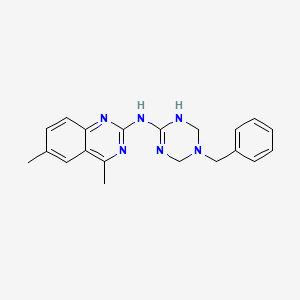 molecular formula C20H22N6 B11037423 N-(5-benzyl-1,4,5,6-tetrahydro-1,3,5-triazin-2-yl)-4,6-dimethylquinazolin-2-amine 