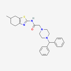 2-[4-(diphenylmethyl)piperazin-1-yl]-N-(6-methyl-4,5,6,7-tetrahydro-1,3-benzothiazol-2-yl)acetamide