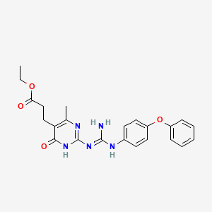 molecular formula C23H25N5O4 B11037461 ethyl 3-{4-methyl-6-oxo-2-[N'-(4-phenoxyphenyl)carbamimidamido]-1,6-dihydropyrimidin-5-yl}propanoate 