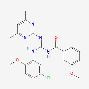 molecular formula C22H22ClN5O3 B11037498 N-[N'-(5-chloro-2-methoxyphenyl)-N-(4,6-dimethylpyrimidin-2-yl)carbamimidoyl]-3-methoxybenzamide 