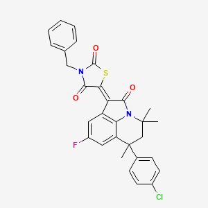 (5Z)-3-benzyl-5-[6-(4-chlorophenyl)-8-fluoro-4,4,6-trimethyl-2-oxo-5,6-dihydro-4H-pyrrolo[3,2,1-ij]quinolin-1(2H)-ylidene]-1,3-thiazolidine-2,4-dione