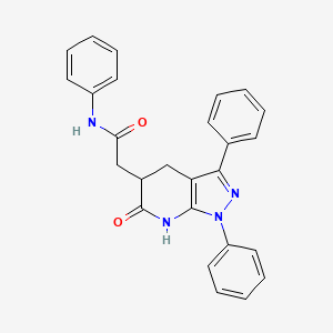 molecular formula C26H22N4O2 B11037539 2-(6-oxo-1,3-diphenyl-4,5,6,7-tetrahydro-1H-pyrazolo[3,4-b]pyridin-5-yl)-N-phenylacetamide 