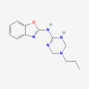 molecular formula C13H17N5O B11037568 N-(3-propyl-2,4-dihydro-1H-1,3,5-triazin-6-yl)-1,3-benzoxazol-2-amine CAS No. 669717-94-6