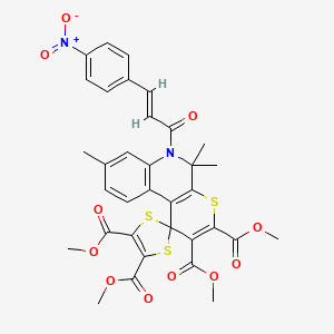 molecular formula C34H30N2O11S3 B11037581 Tetramethyl 5',5',8'-trimethyl-6'-[3-(4-nitrophenyl)acryloyl]-5',6'-dihydrospiro[1,3-dithiole-2,1'-thiopyrano[2,3-C]quinoline]-2',3',4,5-tetracarboxylate 