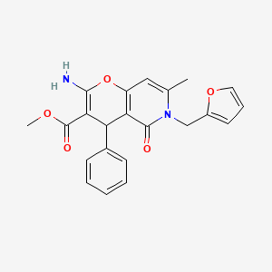 molecular formula C22H20N2O5 B11037585 methyl 2-amino-6-(furan-2-ylmethyl)-7-methyl-5-oxo-4-phenyl-5,6-dihydro-4H-pyrano[3,2-c]pyridine-3-carboxylate 