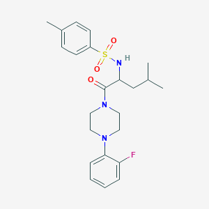 molecular formula C23H30FN3O3S B11037669 N-{1-[4-(2-fluorophenyl)piperazin-1-yl]-4-methyl-1-oxopentan-2-yl}-4-methylbenzenesulfonamide 