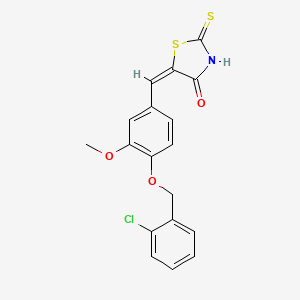 molecular formula C18H14ClNO3S2 B11037707 (5E)-5-{4-[(2-chlorobenzyl)oxy]-3-methoxybenzylidene}-2-thioxo-1,3-thiazolidin-4-one 