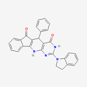 molecular formula C28H20N4O2 B11037712 6-(2,3-dihydroindol-1-yl)-2-phenyl-5,7,9-triazatetracyclo[8.7.0.03,8.011,16]heptadeca-1(10),3(8),6,11,13,15-hexaene-4,17-dione 